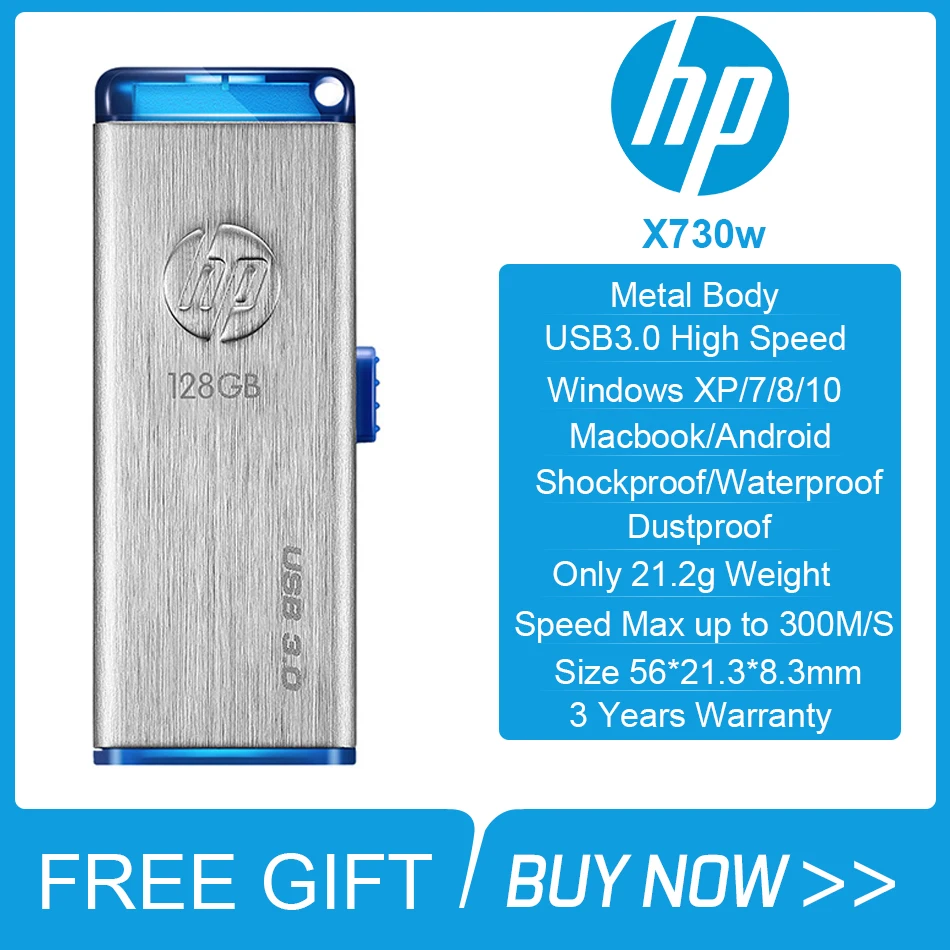 Оригинальный USB флеш накопитель HP X730W 256 ГБ 128 64 32 3 0 металлический