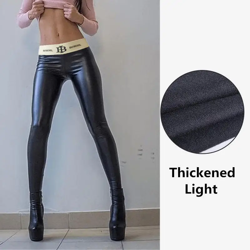 Thickened light Кожаные штаны с высокой талией, женские леггинсы, супер эластичные, размера плюс, женские готические сексуальные леггинсы из искусственной кожи с пуш-ап эффектом - Цвет: Thickened light