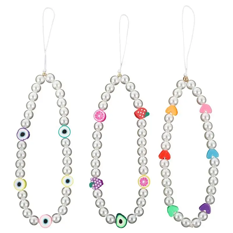

3pcs Creative Pearls Phone Lanyards Exquisite Phone Hanging Straps