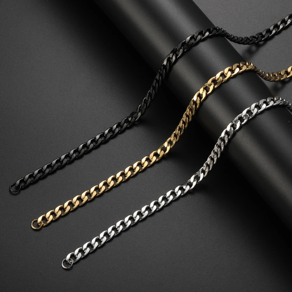 

Hot Sale Width 8MM 316L Stainless Steel Plated Gold Black Cuban Chain Necklace Fashion Hip Hop Punk Jewelry For Men Party Gifts