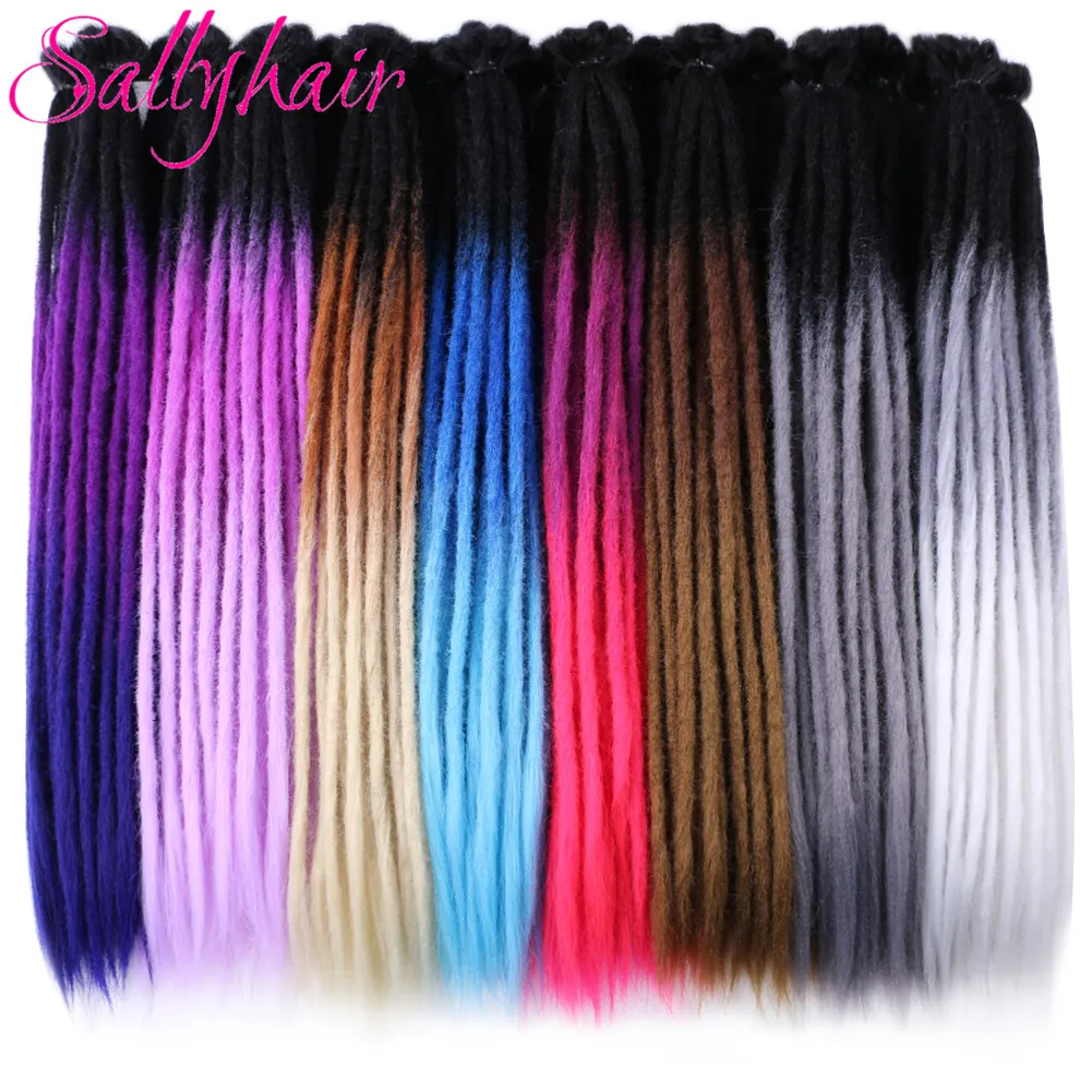 Sallyhair 22inch Soft Handmade Crochet Braiding Hair Extensions 8 Colors Synthetic Braids Hair Dreadlocks Faux Locs Dread Locs