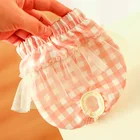 Клетчатые подгузники для собак принцессы, физиологические трусики, гигиенические трусики, моющиеся шорты, нижнее белье с кружевным краем, брюки для домашних животных