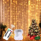 Светодиодный Шторы строка светильник s гирлянда окна лампы дистанционного Управление Батарея работает светильник на окна рождественские украшения для дома