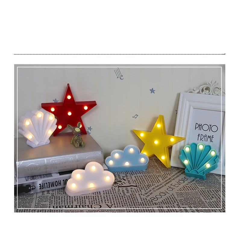 

Cartoon Night Lights Flamingo /Unicorn/Cactus/Pineapple/Cloud/Star/Shell/Heart LED Table Lamp For Children's Bedroom Decoration