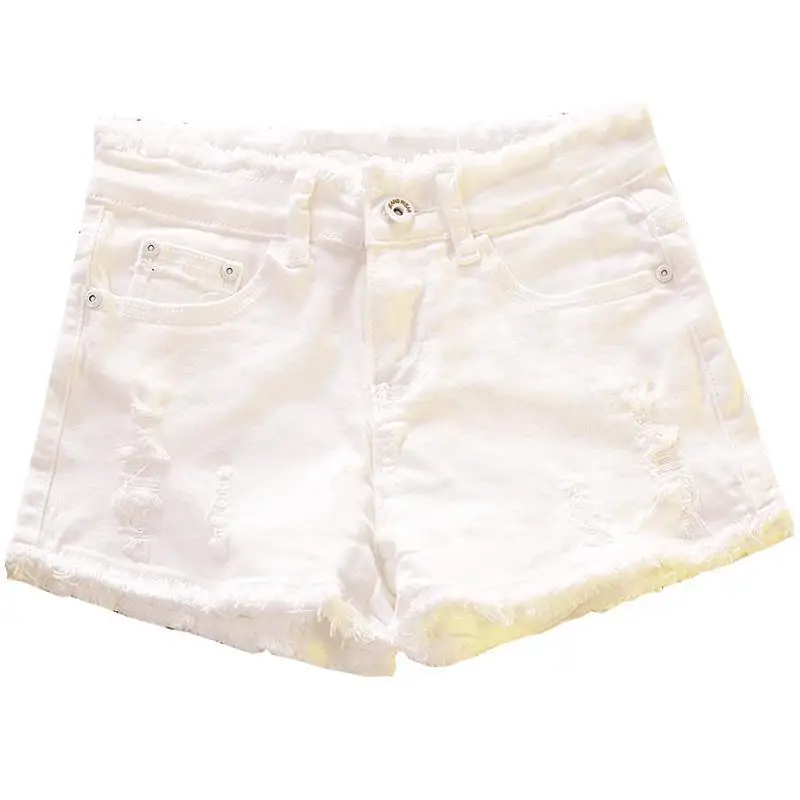 

2021 new denim shorts with burr edge and holes