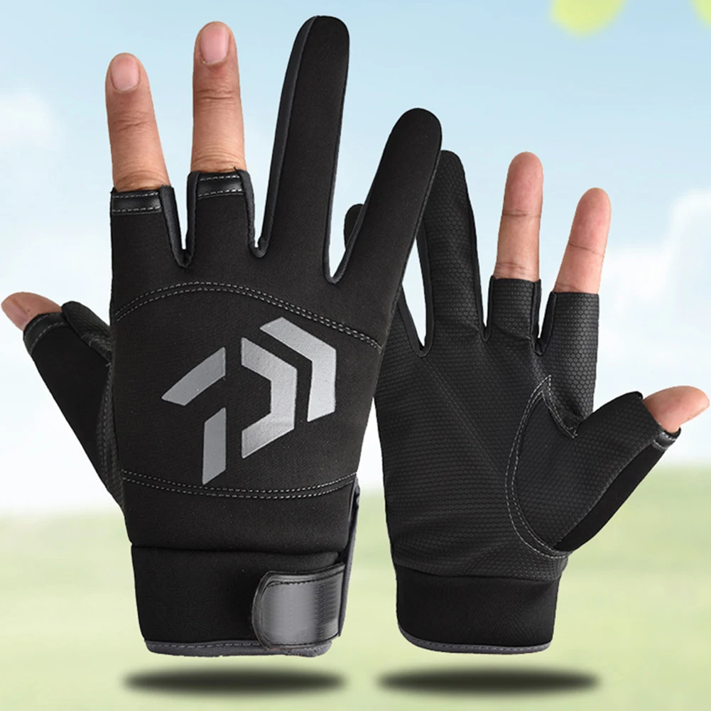 

3 Fingers Cut Arrow Pattern Universal Fishing Gloves Breathable Outdoor Angling Sunscreen Anti-Slip Gloves Sports Fishing Access