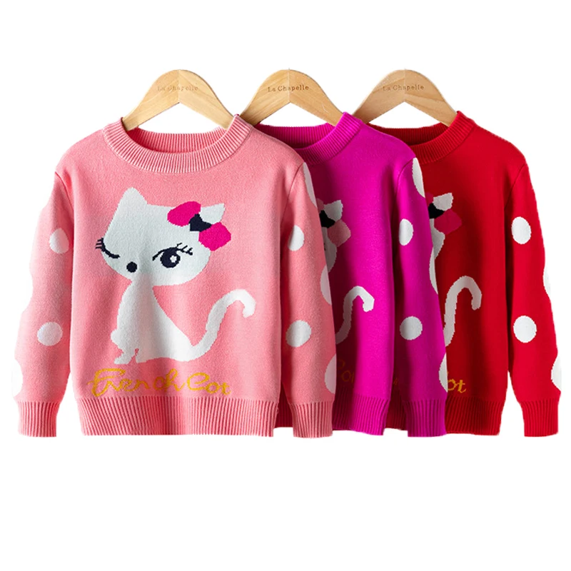 Свитер для девочек Осень-зима 2022 детская одежда вязаный пуловер маленьких свитер