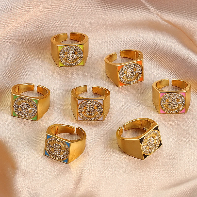 Новое поступление открытое регулируемое квадратное кольцо с микро цирконом и