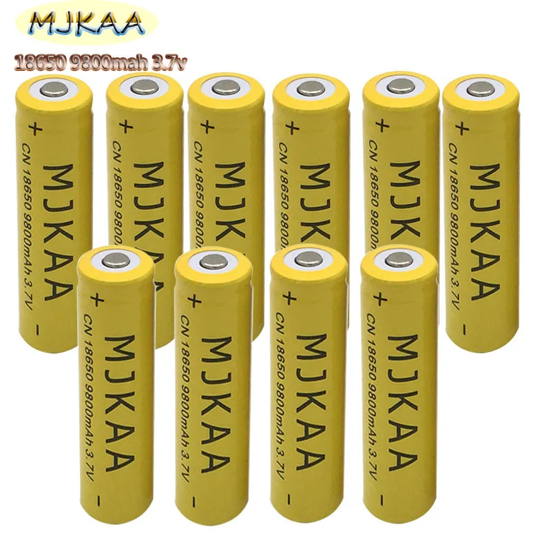 10 шт. 18650 Батарея 3,7 V 9800mAh литий-ионная аккумуляторная батарея для светодиодного фонарика литиевая батарея