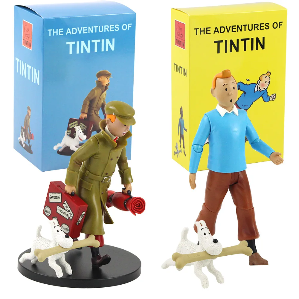 

3styles 19cm The Adventures of Tintin Figure Doll Tintin Snowy Milou Dog Statue PVC Cartoon Model Toys