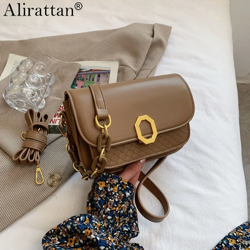 

Retro Trumpet PU Leather Crossbody Bags For Women 2021 Summer New Fashion Brand Ladies Handbag Leisure Travel Shoulder Bags