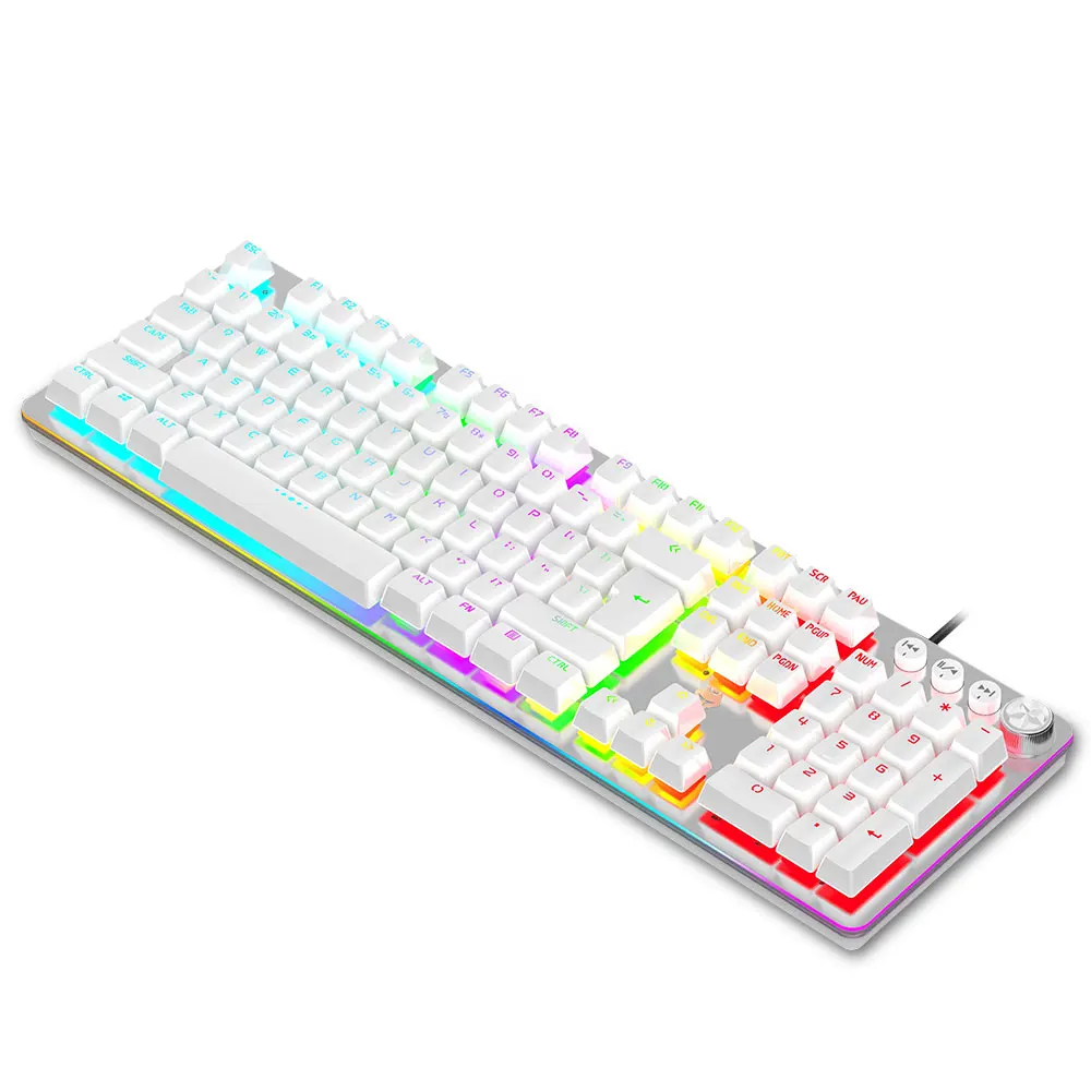 Suspension key cap Mechanical Keyboard 104 keys Gaming Keyboards RGB arenes luminous waterproof for Tablet Desktop Russian stick |
