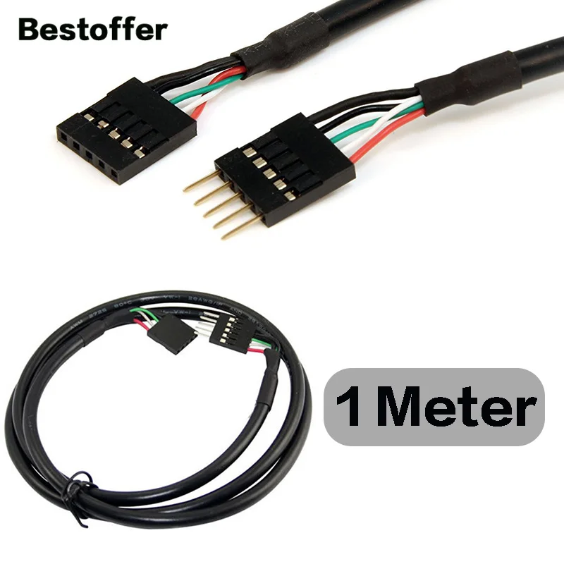 

1M DuPont 2.54 5-Pin USB IDC Motherboard Header Male to Female Extension Cable