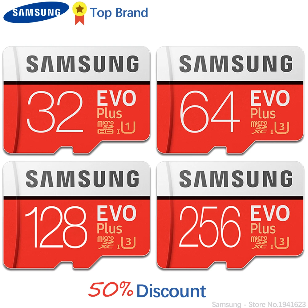 SAMSUNG 100% оригинал TF Micro SD карта памяти MicroSD EVO Plus класс 10 U3 32 Гб 64 128 ГБ 256 Смартфон