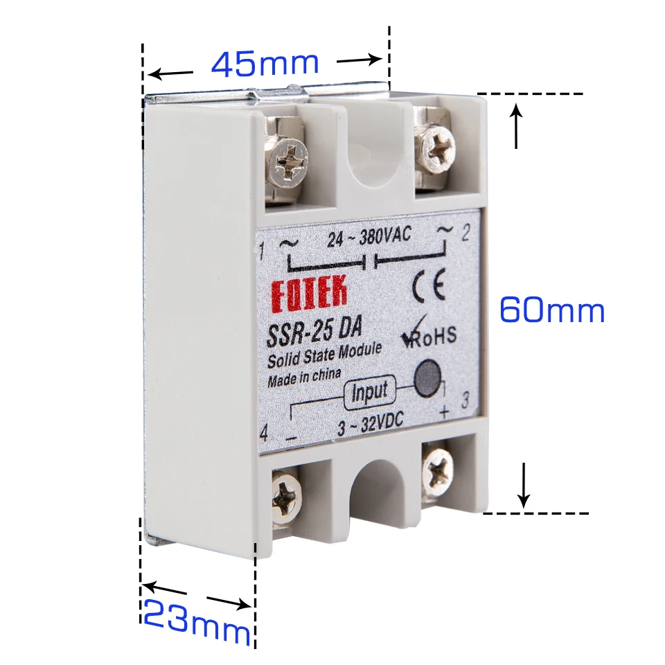 Однофазное твердотельное реле SSR-10DA/20DA/25DA/40DA DC control AC SSR в белом корпусе |