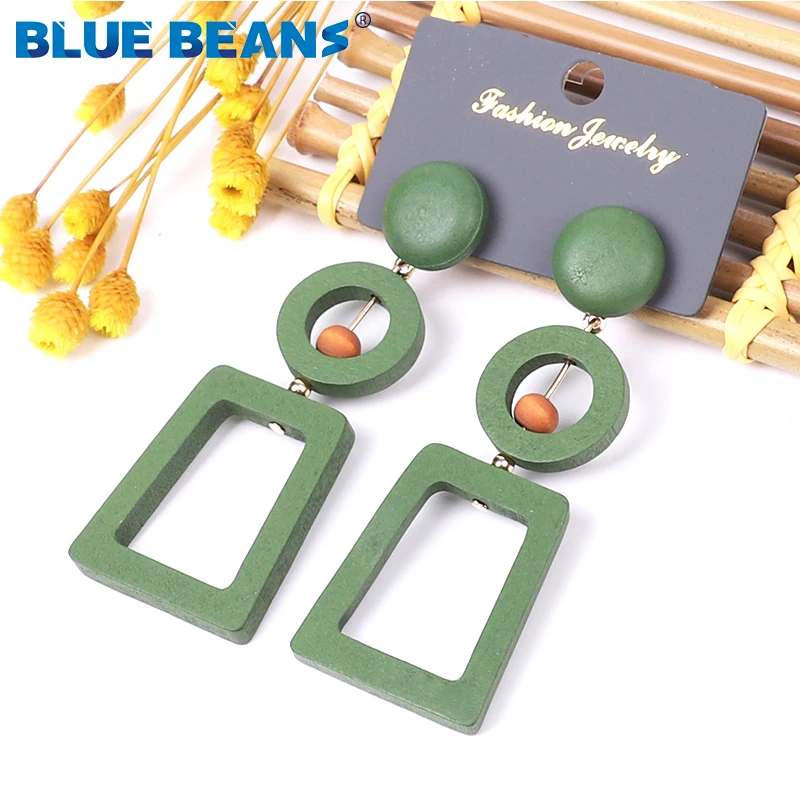 Женские серьги с подвесками BLUE BEANS деревянные в Корейском стиле красными 2020 |