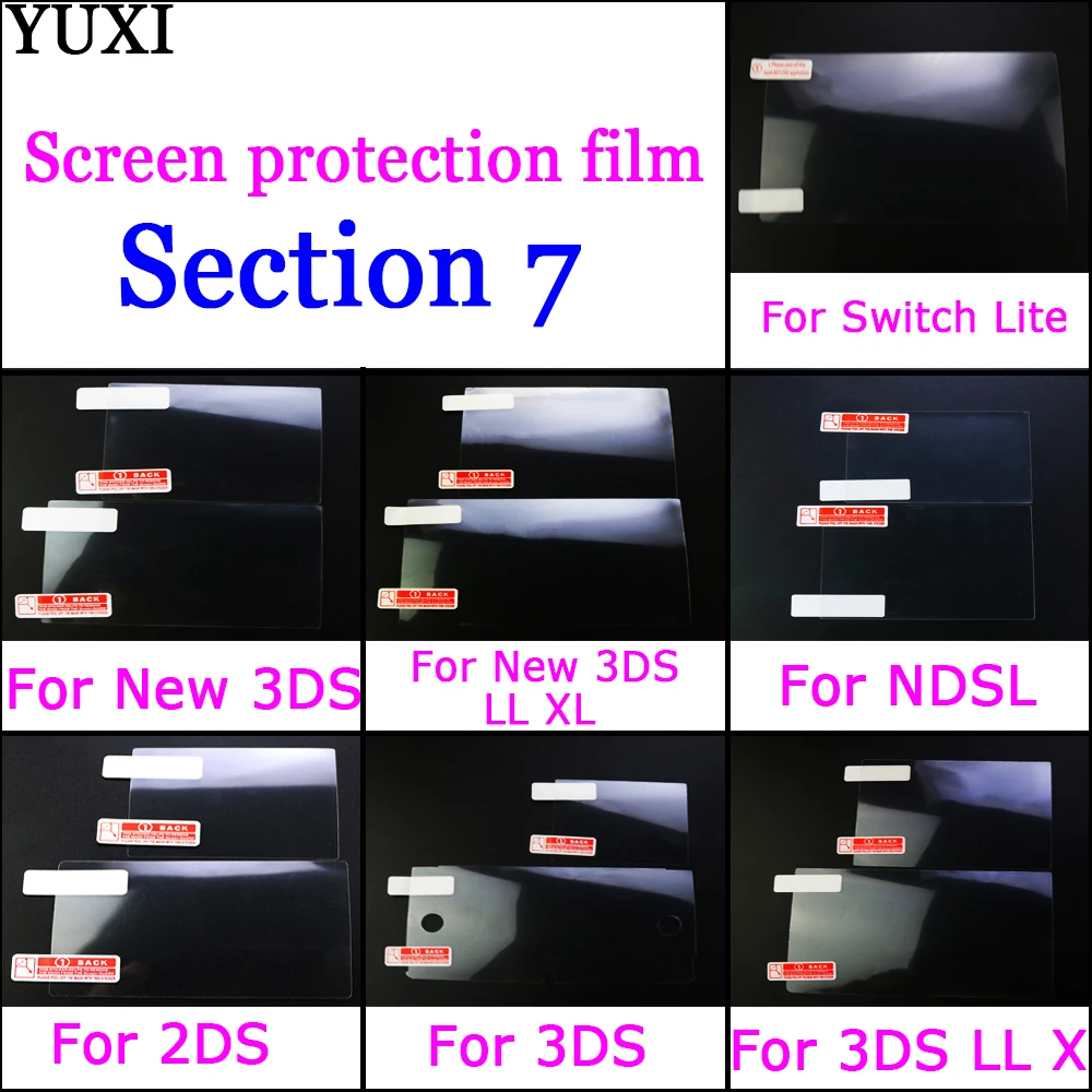 

YUXI For 2DS 3DS XL LL New 3DS XL NDSL Switch Lite Plastic Clear Protective Film Screen Lens Cover Protector