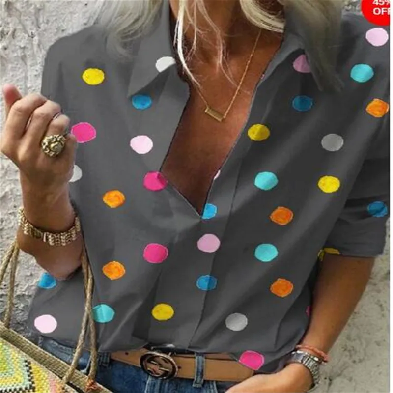 Женская блузка с длинным рукавом и V образным вырезом|Блузки| |