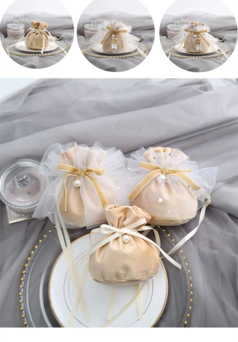 1 шт. высокое качество цвет шампанского бархатные сумки звезда пряжи украшение в