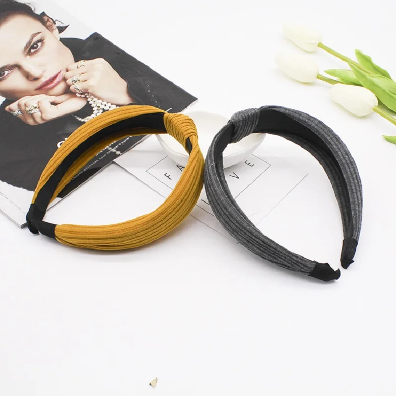 Простой стильный топ-узел тюрбан ретро эластичная повязка на голову для волос аксессуары ободок для женщин девочек Печать головного убора.