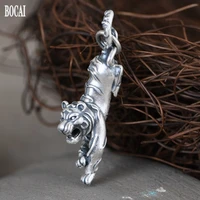 bocai new real s990 pure silver retro matte silver mens pendant thai silver three dimensional tiger pendant for man
