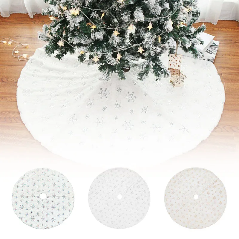 Горячая продажа Рождественская елка юбки круглая Снежинка вышивка юбка для елки