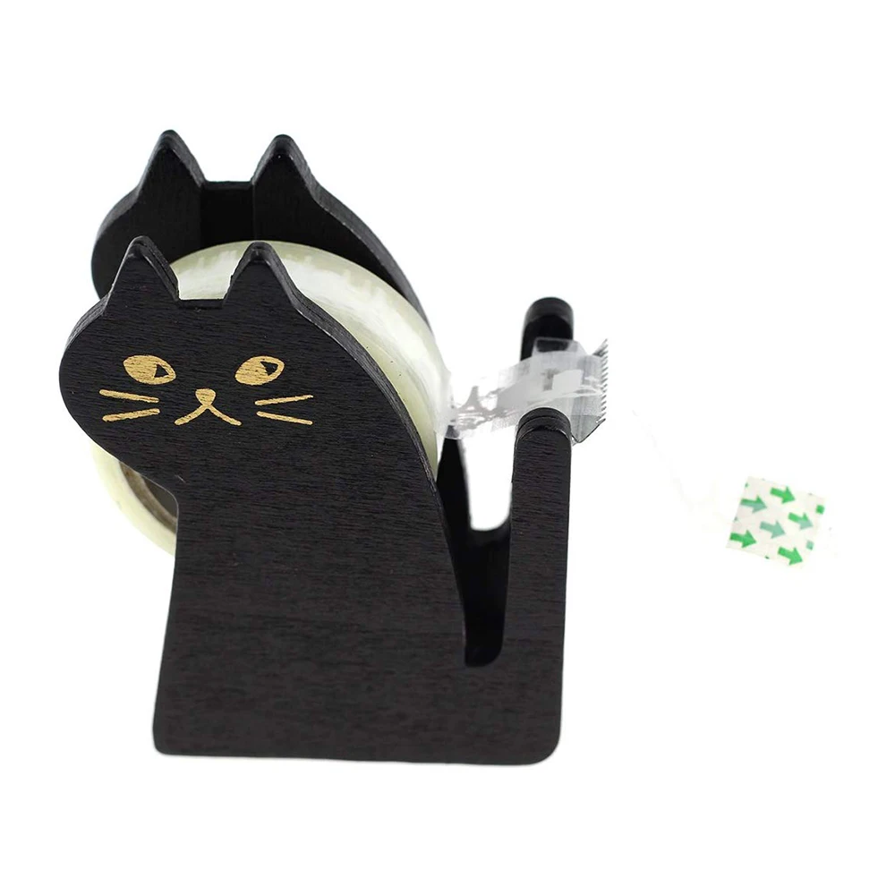 Лидер продаж милый деревянный диспенсер для ленты резак Kawaii кошачий офисный