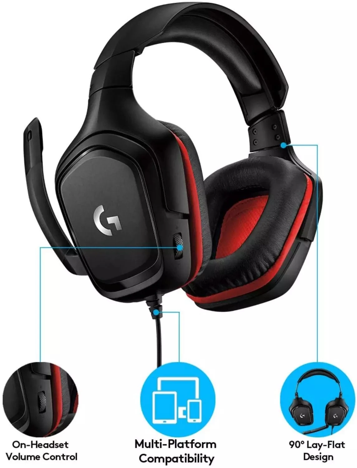 Logitech G331 стерео игровая гарнитура с проводной микрофон головные наушники для PUBG