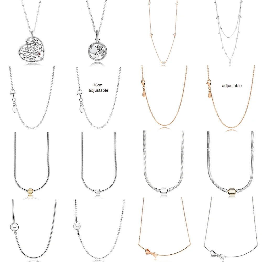 

NEW 100% 925 Sterling Silver Rose Gold Zircon Charm Clavicle Chain Flower Shape Round Necklace Original Fashion Jewelry Gift