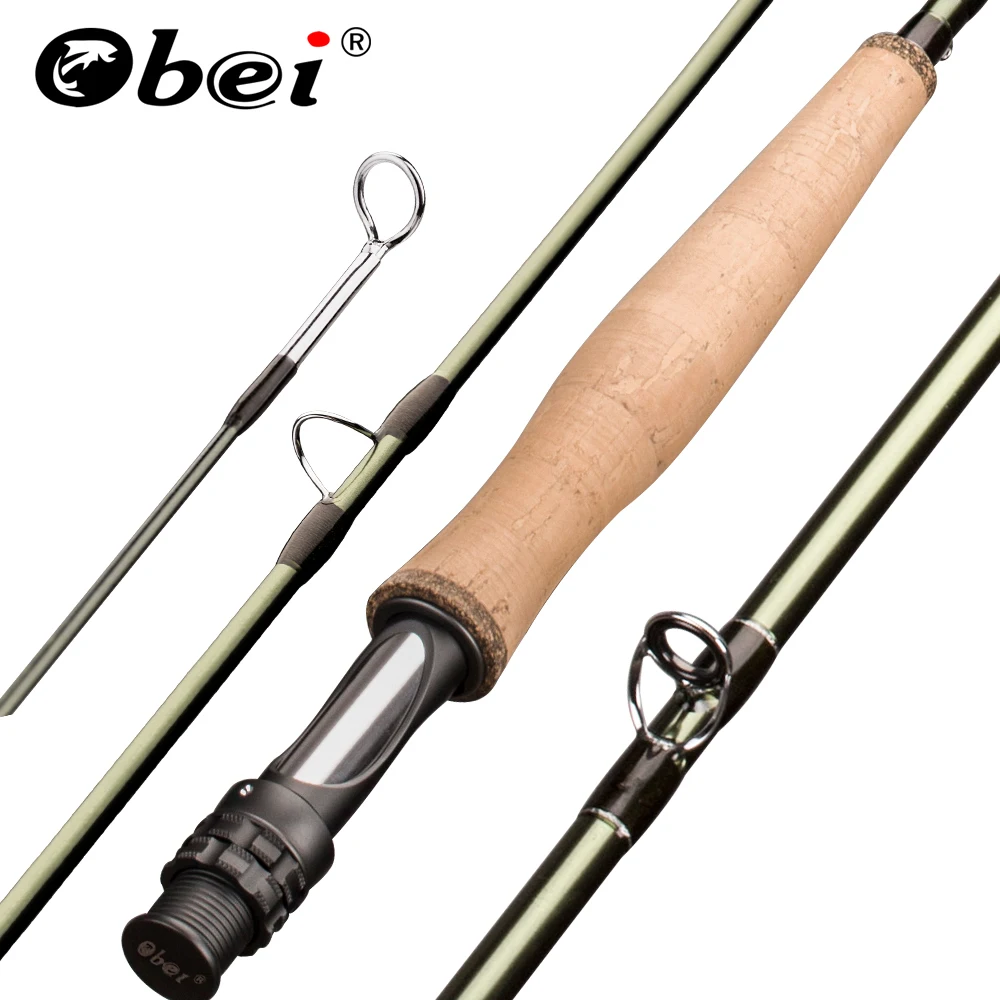 Obei Emerald  Fly Fishing Rod 8/9/10FT Light Weight Travel  Fly Rod Carbon Fiber Rod Medium Fast  4/5/6/7#Action River Fishing