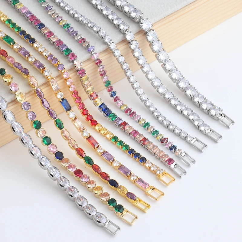 Роскошные регулируемые разноцветные браслеты для тенниса женщин женский