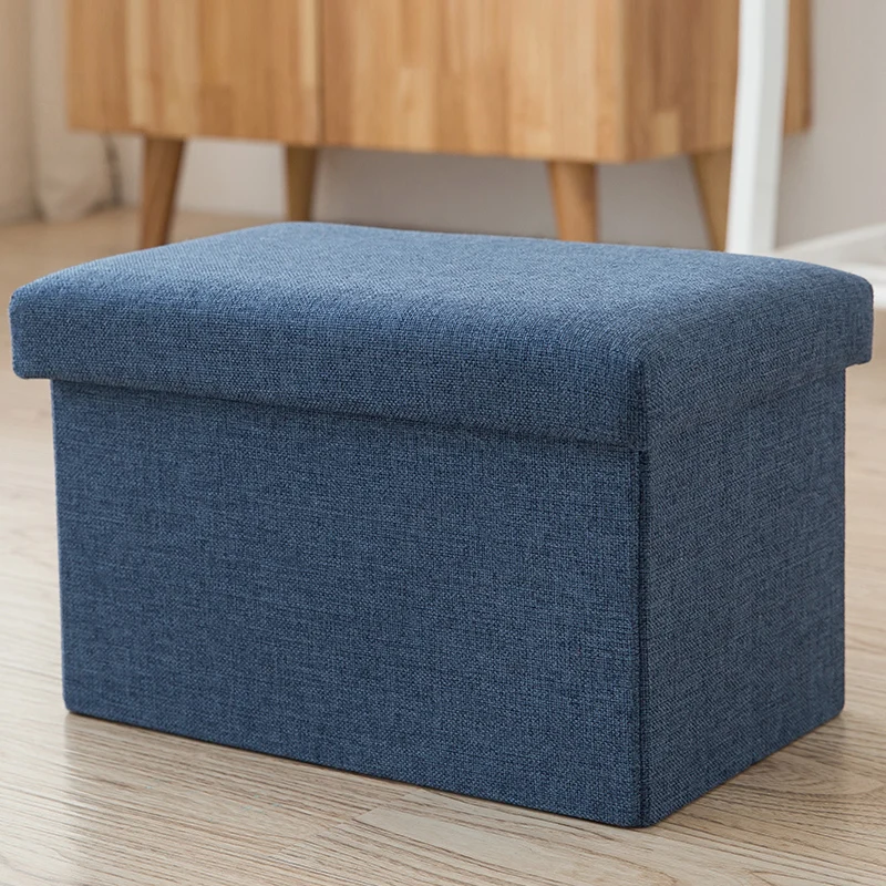 

Storage Stool Storage Stool Can Sit Sofa Stool Rectangular Folding Fabric Stool Household Finishing Box Shoe Stool