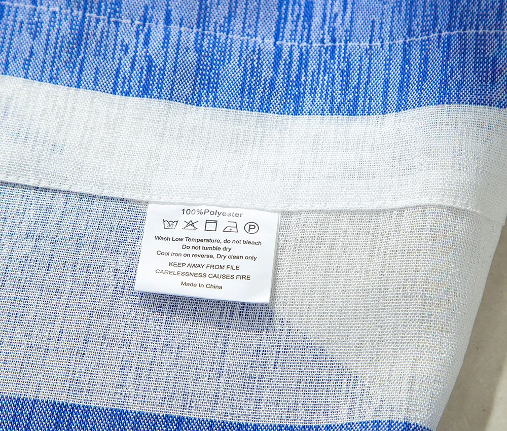 Синяя и белая полосатая короткая сетчатая занавеска для окна сетка гостиной