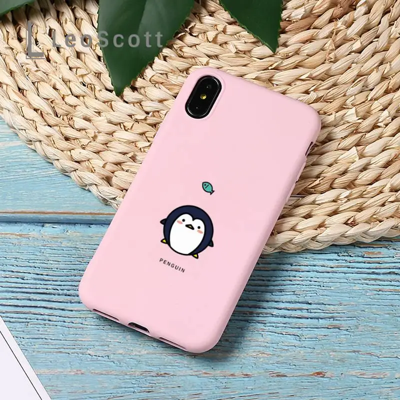 

penguin animal creativity cute Phone Case Candy Color for iPhone 11 12 mini pro XS MAX 8 7 6 6S Plus X 5S SE 2020 XR