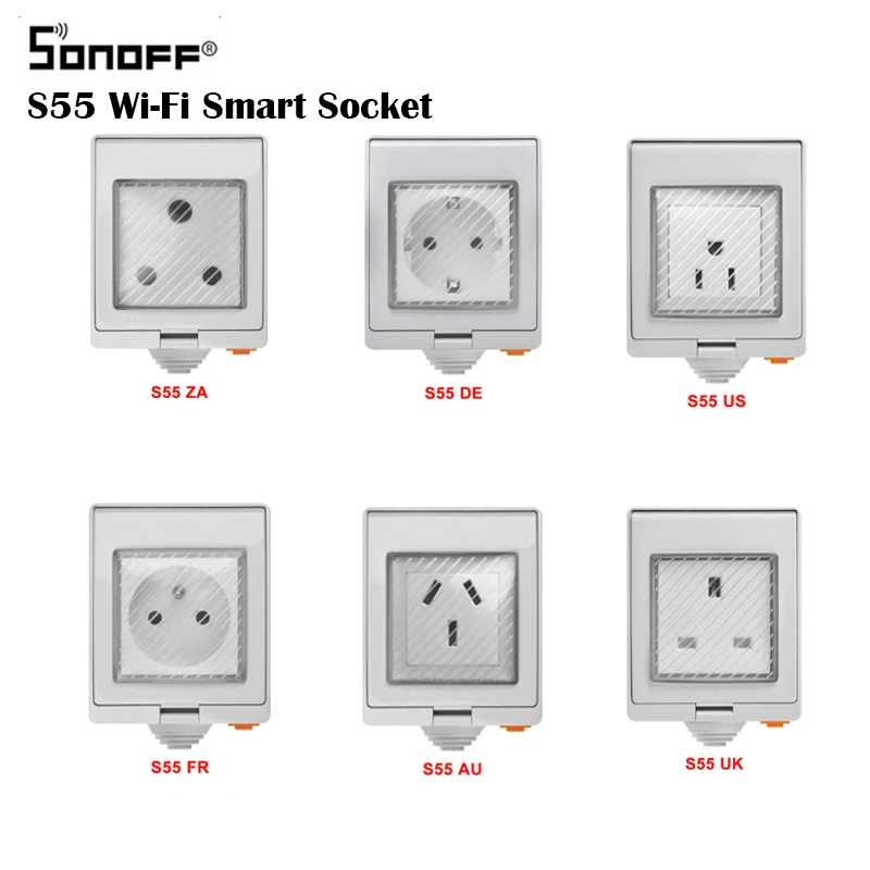 Sonoff S55 водонепроницаемый Wifi Smart Socket Switch Великобритания/Австралия/США/FR/DE/ZA