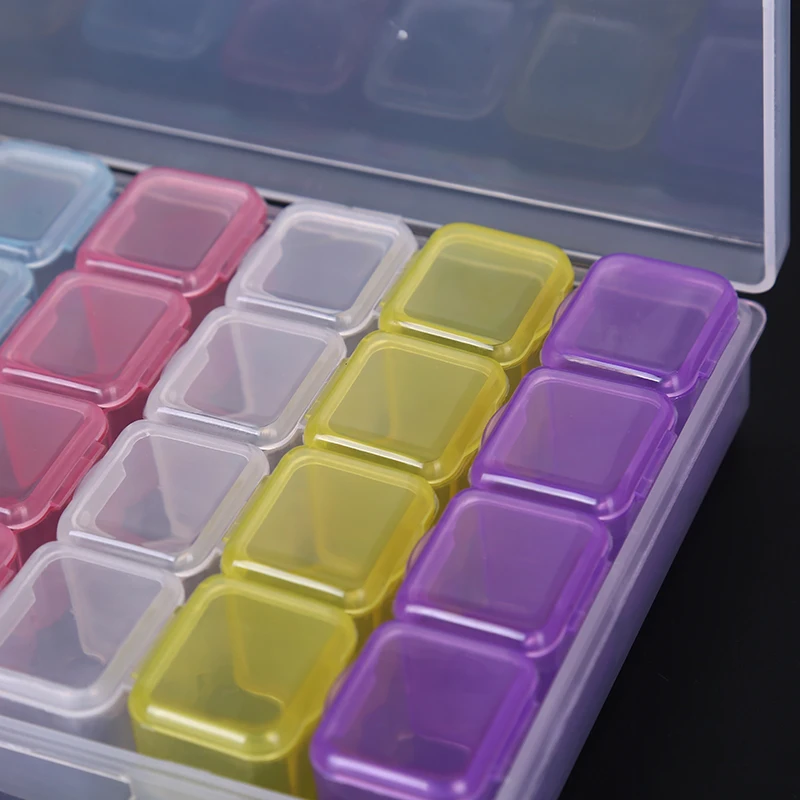 

Clear Glitter Rhinestone Storage Case Decoration Plastic Box Jewelry Display Container