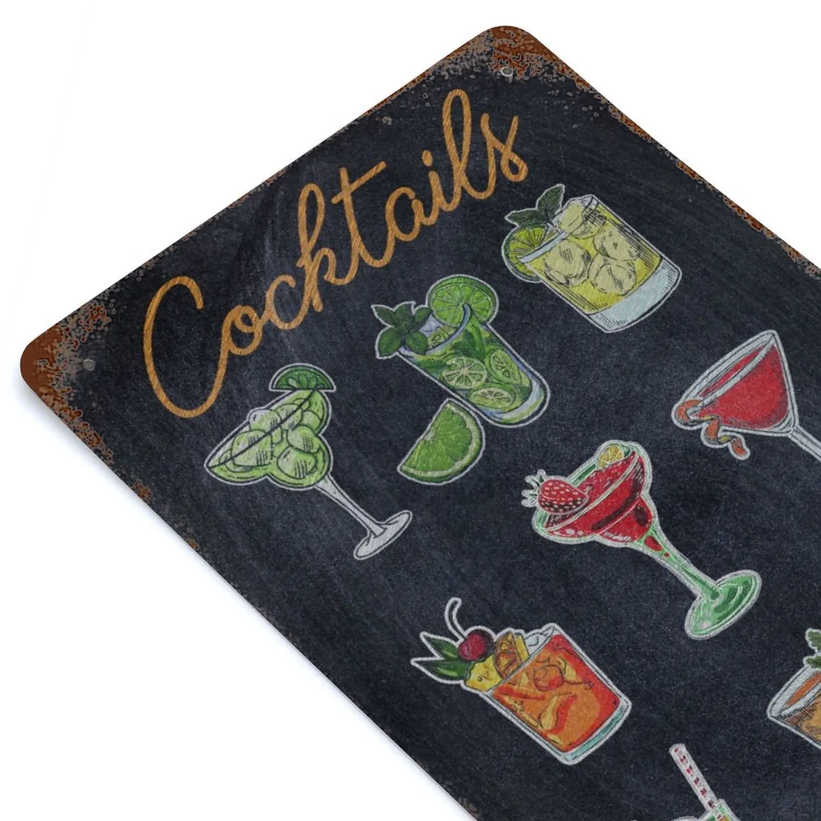 

Types of Cocktails Drinks Printed Vintage Metal Poster Home Pub Bar Garage Wall Decoration Tin Sign Plaque Decor