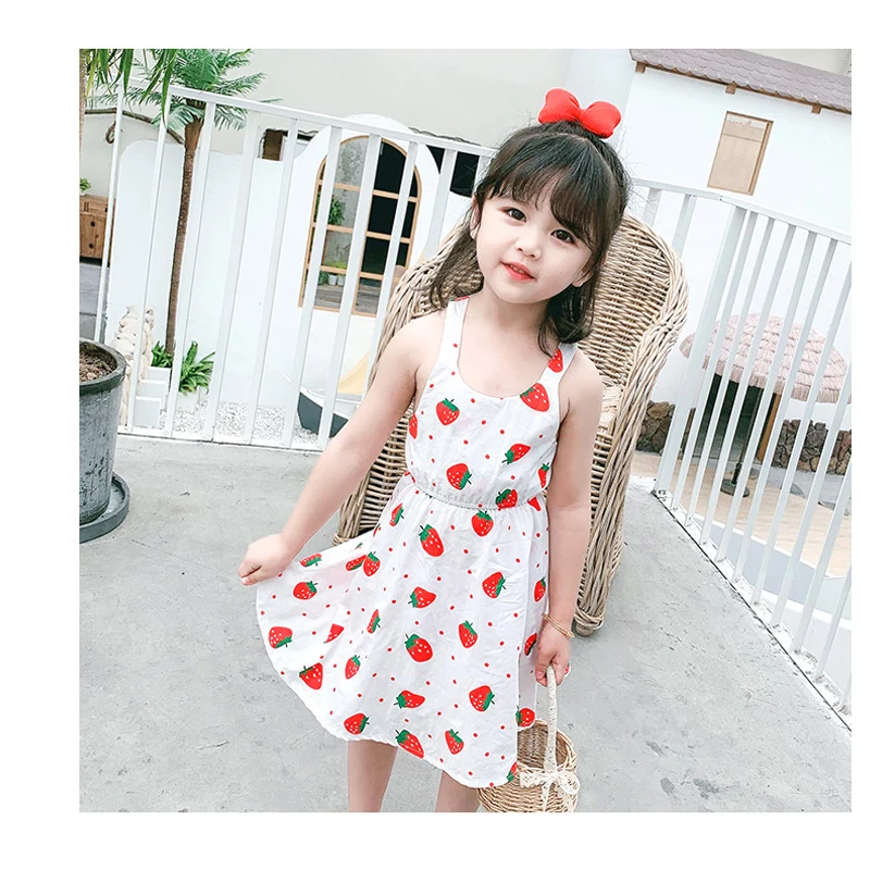 

Summer Girls Dress Fashion Sleeveless Kids Dresses Toddler Girl Birthday Party Princess Dress Cotton Children 2021