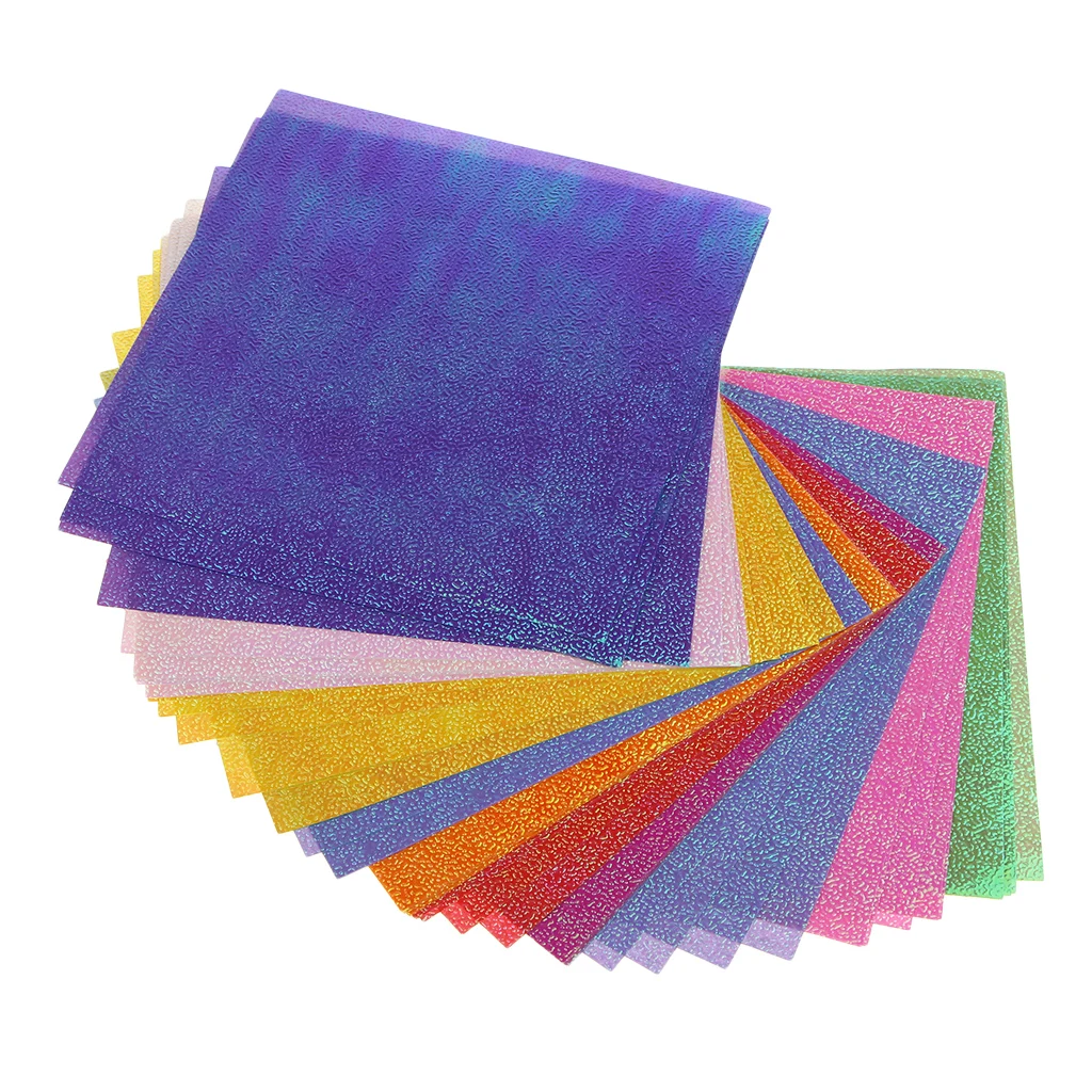 50x Glitter Cardstock Paper Double Sided Color Pearlescent Origami Shimmer for Scrapbooking Square Easy Fold DIY Card Beginner