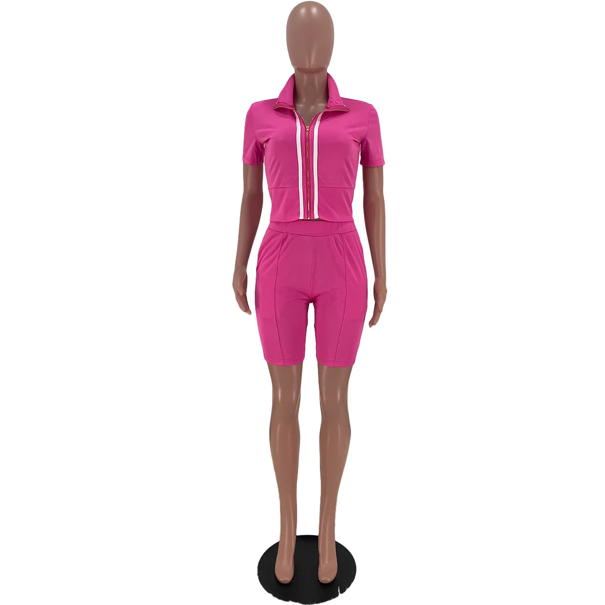 

Color Block Patchwork Two Piece Shorts Set Women's Tracksuit Bandage Workout Crop Top+bodycon Biker Shorts Activewear Outfits