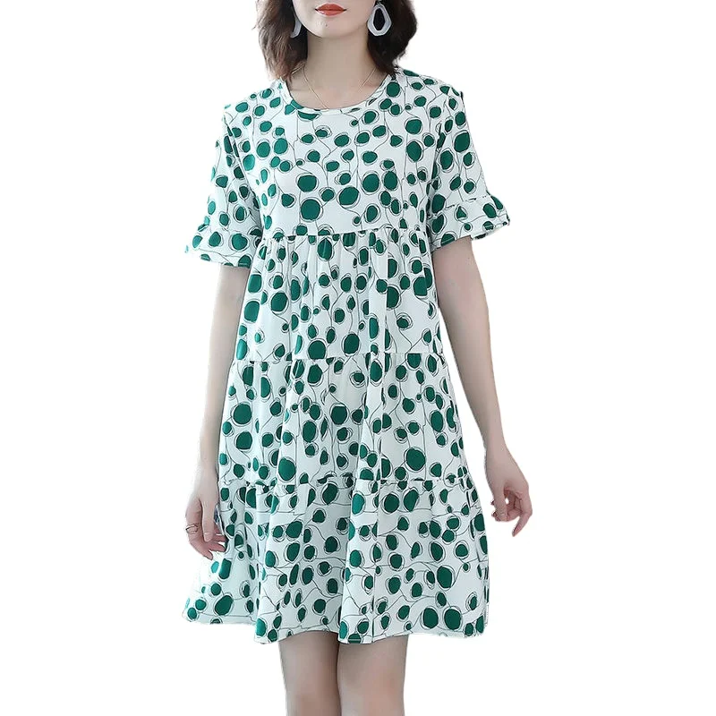 

Summer Chiffon Dresses for Women Vintage Dot Knee-Length Dress Plus Size Clothing for Women