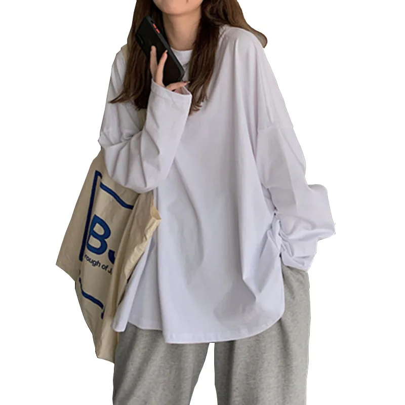 

Solid Women T Shirt Spring Autumn Woman Tshirts Basic Tops Casual Long Sleeve Female T-shirts Harajuku Loose Ladies Tops