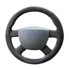 Шитье вручную, черная замша чехол рулевого колеса автомобиля для Ford Kuga 2008-2011, Focus 2 2005, 2006-2011, C- MAX 2007-2010, транзит 2010-2013