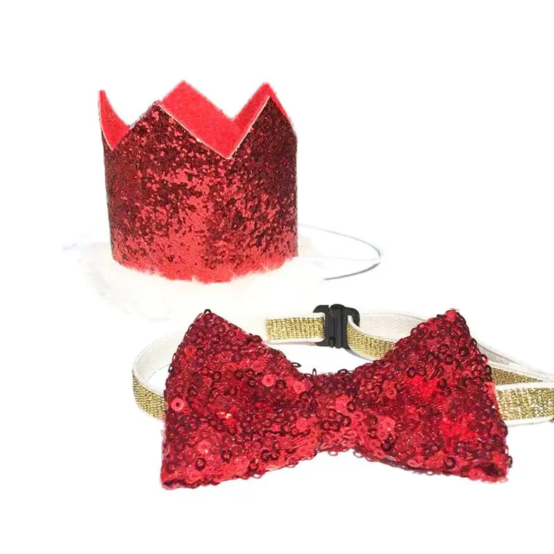 

Dorakitten Christmas Pet Hat Cute Reusable Fashion Dog Crown Hat With Cat Bowtie Collar Pet Supplies Pet Clothing & Accessories