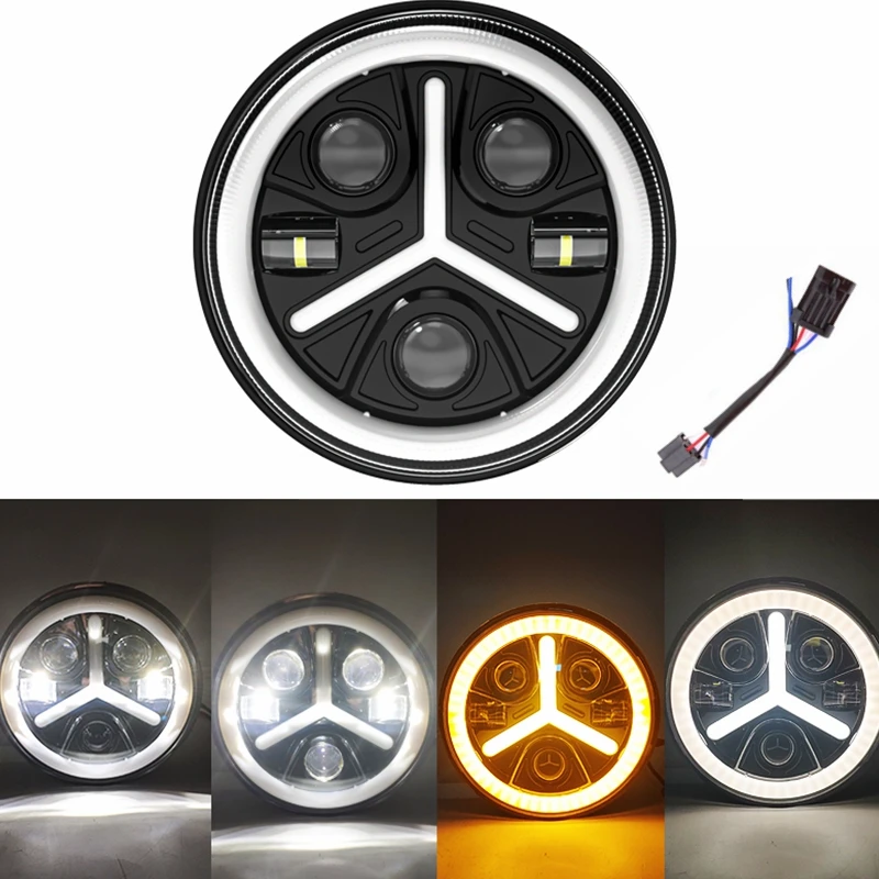 Светодиодная мотоциклетная фара 80 Вт круглый прожектор 7 дюймов налобный фонарь