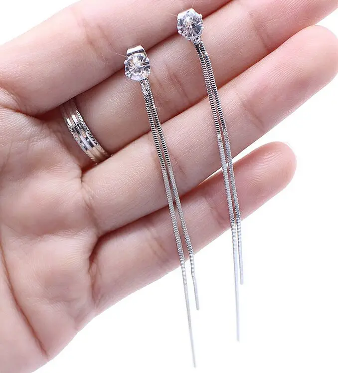 2 цвета лаконичные длинные Кристальные модные серьги с кисточками женские