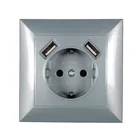 Настенная USB-розетка, бесплатная доставка, двойной USB-порт 5 В, 2 А, настенная usb-розетка высокого качества, серый цвет V2-01H