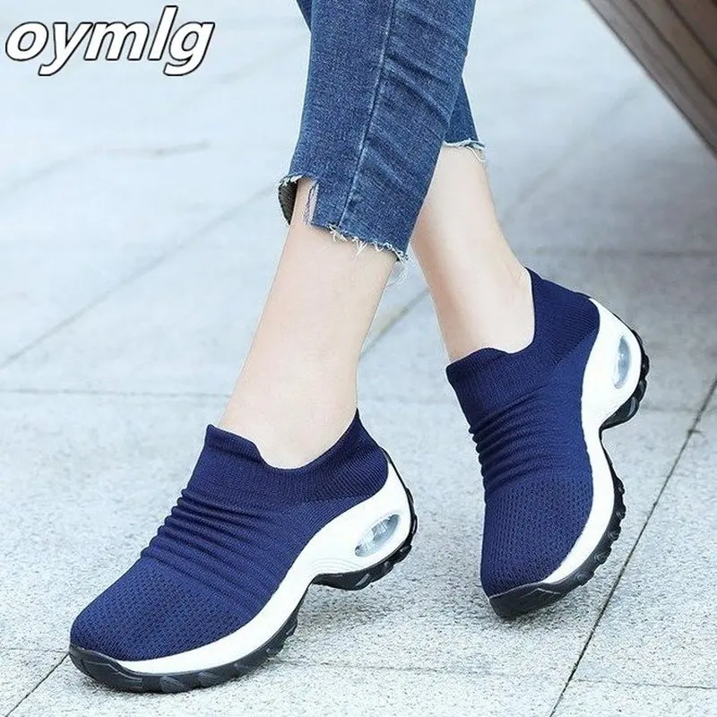 

2020 Fashion Women Platform Shoes Summer Breathable Mesh Casual Shoes Woman Slip-on Comfortable Air Cushion Ladies Shoes