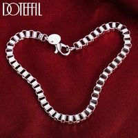 doteffil 925 sterling silver 4m box chain bracelet for women wedding engagement party fashion jewelry