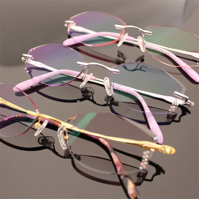 Очки без оправы женские оптические модные при близорукости с прогрессивным